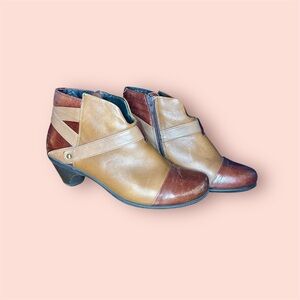 NAOT Modern Ankle Boot EU 39 US 8.5 Brown Tank Cap Toe Strappy Heel